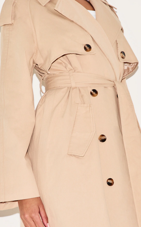 Ulappa Beige Belted Double Breasted Trench Coat